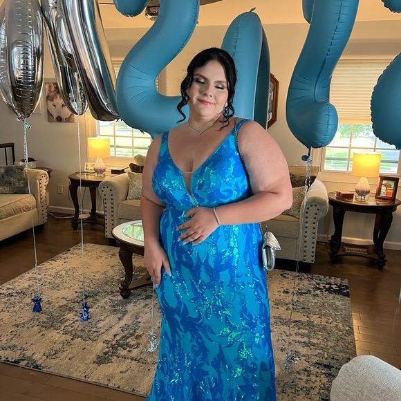 Stunning plus size prom gown. Worn once and kept in its original garment bag. - Picture 3 of 9